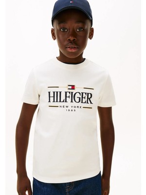 Tommy Hilfiger Baskılı Ekru Erkek Çocuk T-Shirt KB0KB10360YBH