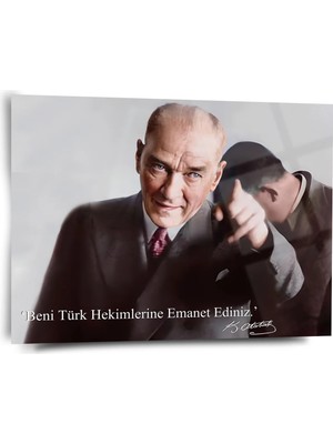 Shiny Art Atatürk Portre Cam Tablo - ATA114