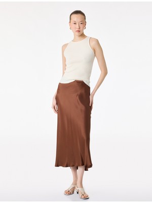 Koton Standart Bel Midi Boy Saten Kloş Etek