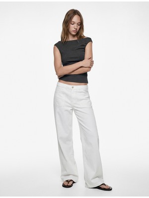 Koton Slim Fit Drape Detaylı Asimetrik Yaka Kolsuz Bluz