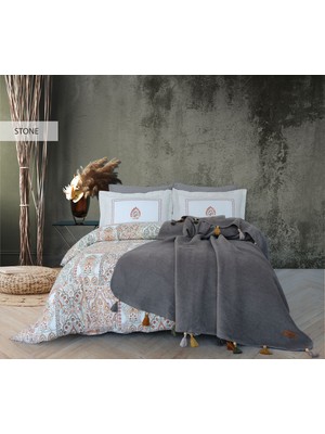 İyi Geceler İstanbul Iyi Geceler Istanbul Çift Kişilik Battaniyeli Nevresim Takımı Sahara Antrasit