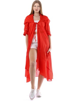 Luisido Nar Çiçeği Kadın Cadı Kapüşonlu Bohem Kaftan