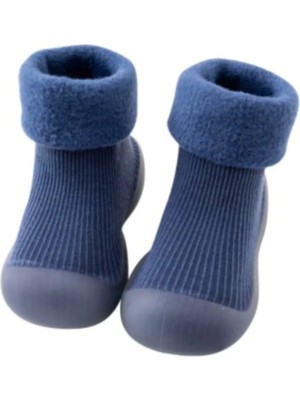 Petityu Kaydırmaz Kışlık Ev Patiği - Mavi Çorap Patik 26-27