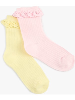 Koton Dantel Detaylı Pamuklu 2'li Çorap Seti
