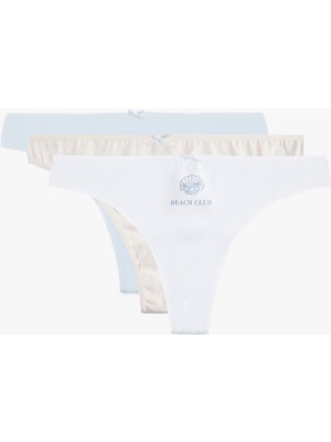 Koton Rahat Kalıp Baskılı Fiyonklu 3'lü Brazilian Külot Seti