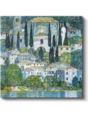 Artarilion Kare Kanvas Tablo Hd Dijital Baskı Salon Ofis Tablosu Kanvas Klimt Church In Cassone Duvar Dekorasyon