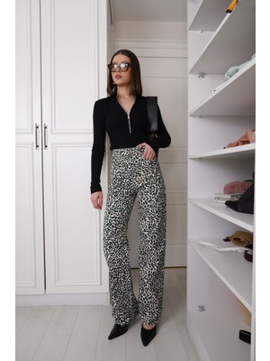 Ekru Leopar Palazzo Jean