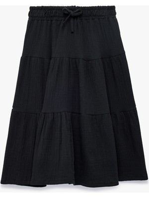 Koton Pamuklu Beli Lastikli Bol Kalıp Midi Etek