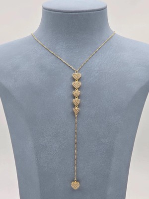 Çelik Y Model Gold Kolye 60 cm