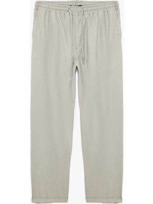 Koton Viskon Cep Detaylı Duble Paça Beli Bağcıklı Pantolon