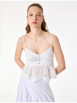 Koton Pamuklu Ip Askılı V Yaka Düğmeli Fisto Bluz