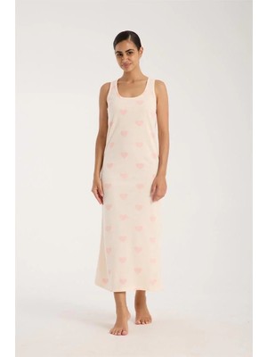 Hobilinka Kadın Kalın Askılı Yırtmaçlı Uzun Pudra Gecelik