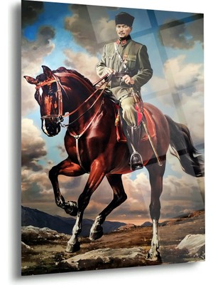 Shiny Art Atatürk At Üstünde Komutan Pozu Cam Tablo – ATA164