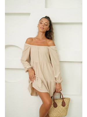 Die&More Bej Kaşkorse Bürümcük Elbise