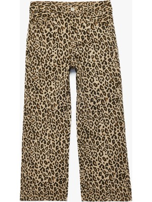 Koton Pamuklu Cepli Leopar Desenli Geniş Paça Pantolon