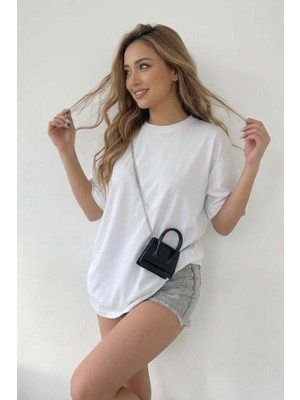 Assef Kadın Basic Oversize  Tişört Pamuk Yumuşak Dokulu Bol Kesim Kısa Kollu T-Shirt