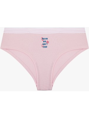 Koton Yüksek Bel Çizgi Detaylı Rahat Kalıp Pamuklu Baskılı Hipster Külot