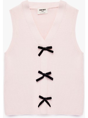 Koton V Yaka Kolsuz Viskon Karışımlı Fiyonklu Atlet