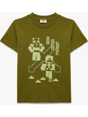 Koton Pamuklu Bisiklet Yaka Kısa Kollu Baskılı Tişört