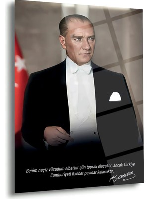 Shiny Art Atatürk Sözü ile Portre Cam Tablo – ATA187