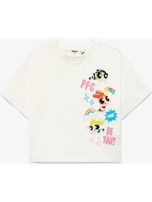 Koton Pamuklu Kısa Kollu Bisiklet Yaka Lisanslı Powerpuff Girls Tişört