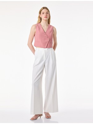 Koton Viskon Düğmeli Asimetrik Kesim Yelek