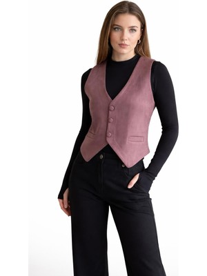 Topshow Gül Kurusu Suet Yelek