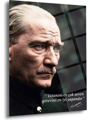 Shiny Art Atatürk Vatanını En Çok Seven Görevini En Iyi Yapandır Cam Tablo – ATA142