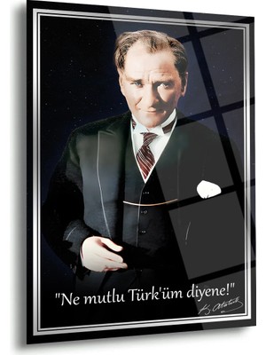 Shiny Art Ne Mutlu Türk’üm Diyene Atatürk Cam Tablo – ATA237