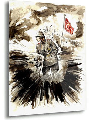 Shiny Art Atatürk Çanakkale Cephesi Çizim Cam Tablo – ATA138