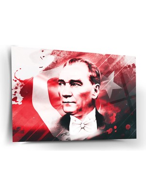 Shiny Art Atatürk Türk Bayrağı Temalı Sanatsal Cam Tablo – ATA208
