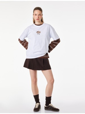 Koton Rahat Kalıp Kısa Kollu Köpek Nakışlı Bisiklet Yaka Pamuklu Tişört