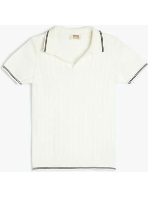 Koton Pamuklu Polo Yaka Kısa Kollu Ribanalı Tişört