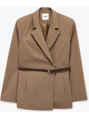 Koton Kruvaze Yaka Uzun Kollu Kemerli Blazer Ceket