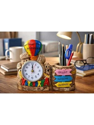 Uğur Mobilya Kapadokya Peribacası Alçı Küçük Masa Saati - Kalemlik