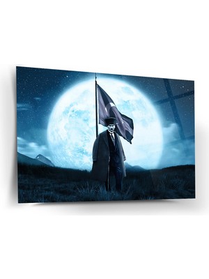 Shiny Art Atatürk Ay ve Bayrak Silüeti Cam Tablo – ATA195