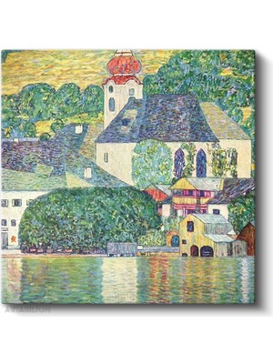 Artarilion Kare Kanvas Tablo Hd Dijital Baskı Salon Ofis Tablosu Kanvas Gustav Klimt St Wolfgang Kilisesi  Duvar Dekorasyon