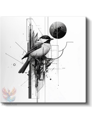 Artarilion Kare Kanvas Tablo Hd Dijital Baskı Salon Ofis Tablosu Kanvas Soyut Siyah Kus Duvar Dekorasyon