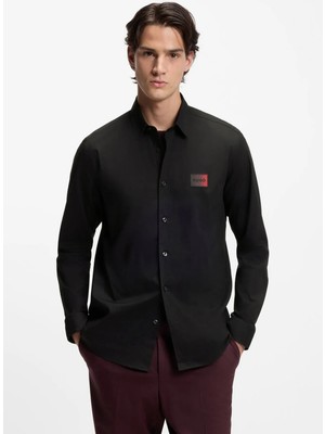Hugo Siyah Erkek Relaxed Logo Baskılı Gömlek 50555786_EMERO