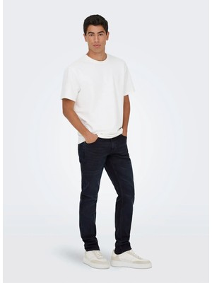 Only & Sons Mavi Erkek Dar Taşlamalı Denim Pantolon 22034377 Onsloom Slım Box Jean Noos