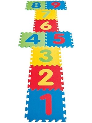 Hobilinka 9 Parça Büyük Boy Rakamlı Sayılı Sünger Yapılı Oyun Karosu Yer Matı Puzzle Yapboz