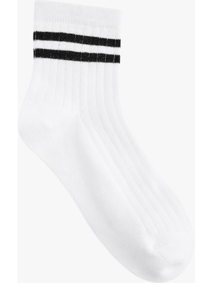 Koton Pamuklu Çizgili Soket Çorap