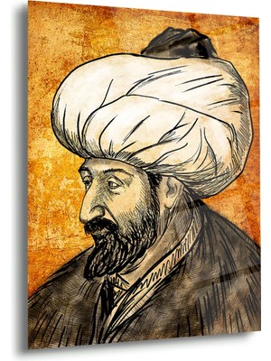 Shiny Art Fatih Sultan Mehmet Portre Cam Tablo – ISL134