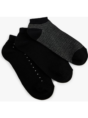 Koton 3'lü Desenli Pamuklu Patik Çorap Seti