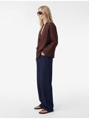 Koton Kruvaze Önden Bağlama Detaylı Geniş 3/4 Kol Modal Oversize Kimono Ceket