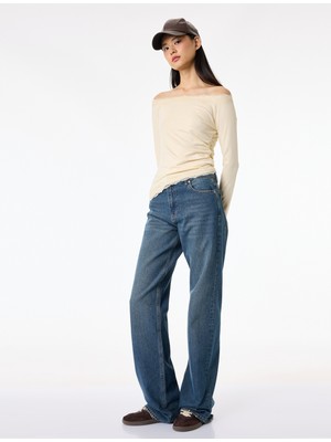 Koton Asimetrik Yaka Uzun Kollu Slim Fit Bluz