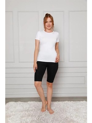 Hobilinka Penye Likralı Diz Üstü Tayt Siyah