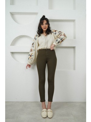 Joni Haki Yüksek Bel Kot Pantolon