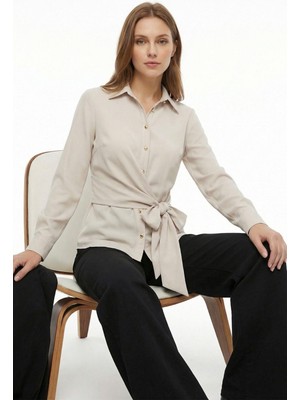 Rays Krem Ön Bağlamalı Gömlek 252103