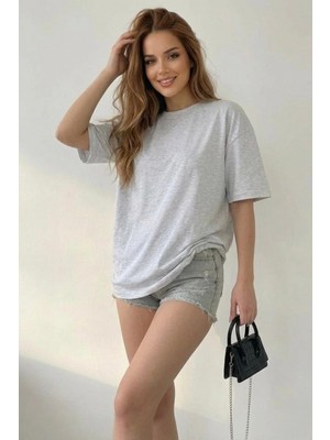 Assef Kadın Basic Oversize  Tişört Pamuk Yumuşak Dokulu Bol Kesim Kısa Kollu T-Shirt